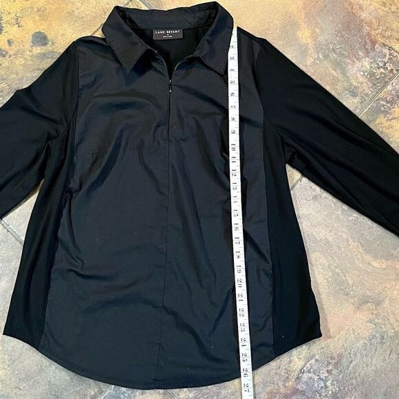 Lane Bryant Full Zip Collared Black Blouse 18 - Picture 6 of 10